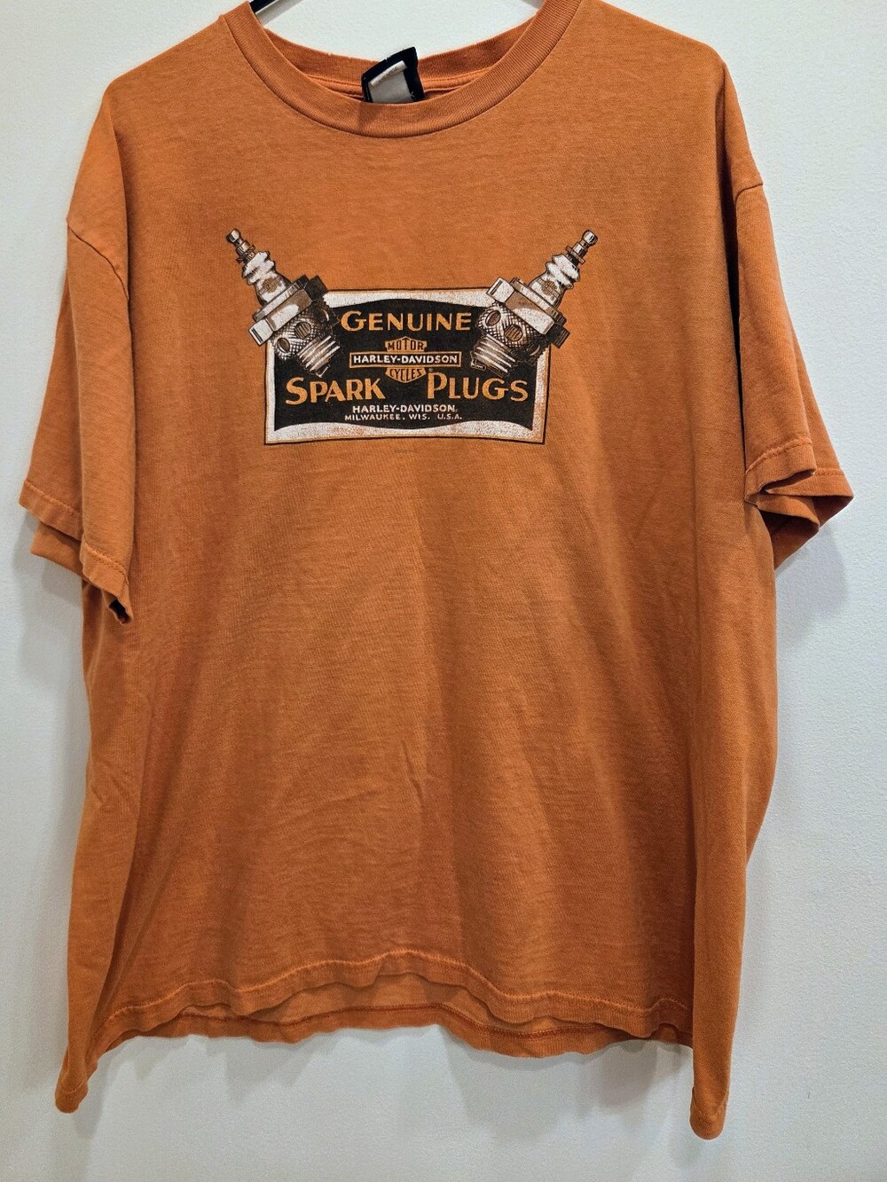 Harley-Davidson Men's 2XL Orange Spark Plug Graphic T-Shirt Janesville WI